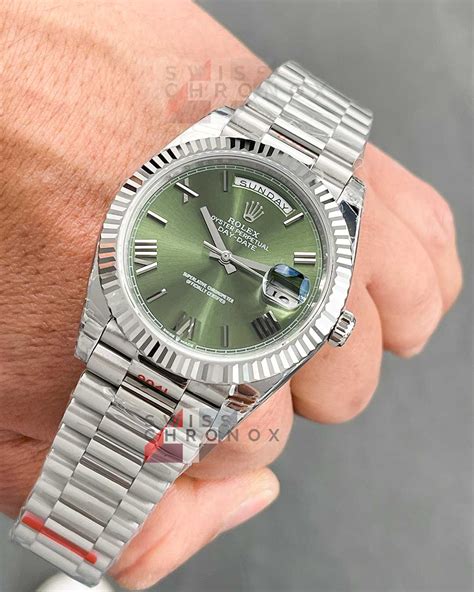 rolex day-date 40 green dial|Rolex Day-Date 40 olive dial.